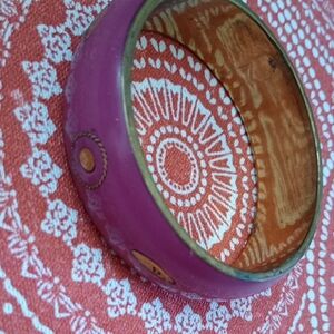 Vintage Retro Wine Colored Wooden Bangle Bracelet